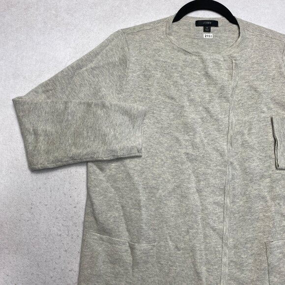 J. Crew Open Cardigan Womens S Gray Long Sleeve Knit Tuni Patch Pockets - Picture 7 of 11
